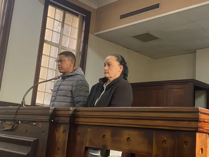 Accused Adrian MacKenzie and Kersha-Leigh Stols appear in the Johannesburg Magistrates' Court during their bail application in connection with the alleged R14.9 million precious stones robbery.