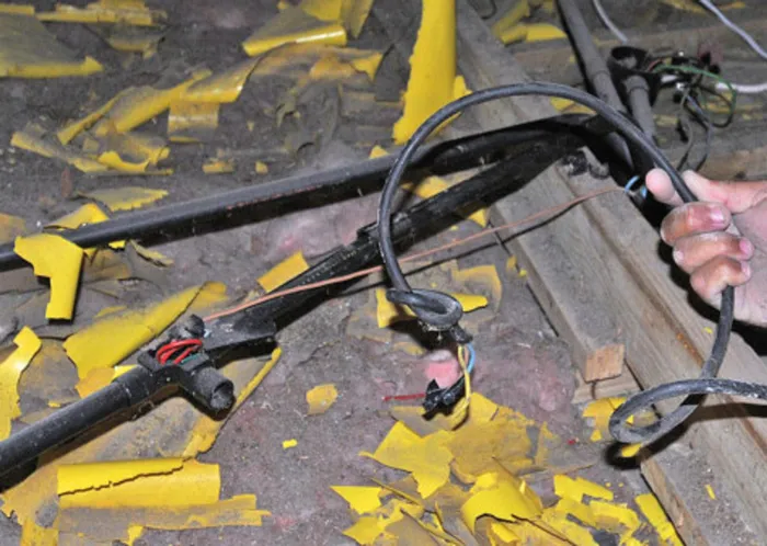 Noordhoek resident Brenton Geach said the whole ceiling of the house he bought had faulty connections. He said the electrics in the ceiling were in a shocking life-threatening state, with the main live wires exposed and plastic lying all around the roof.