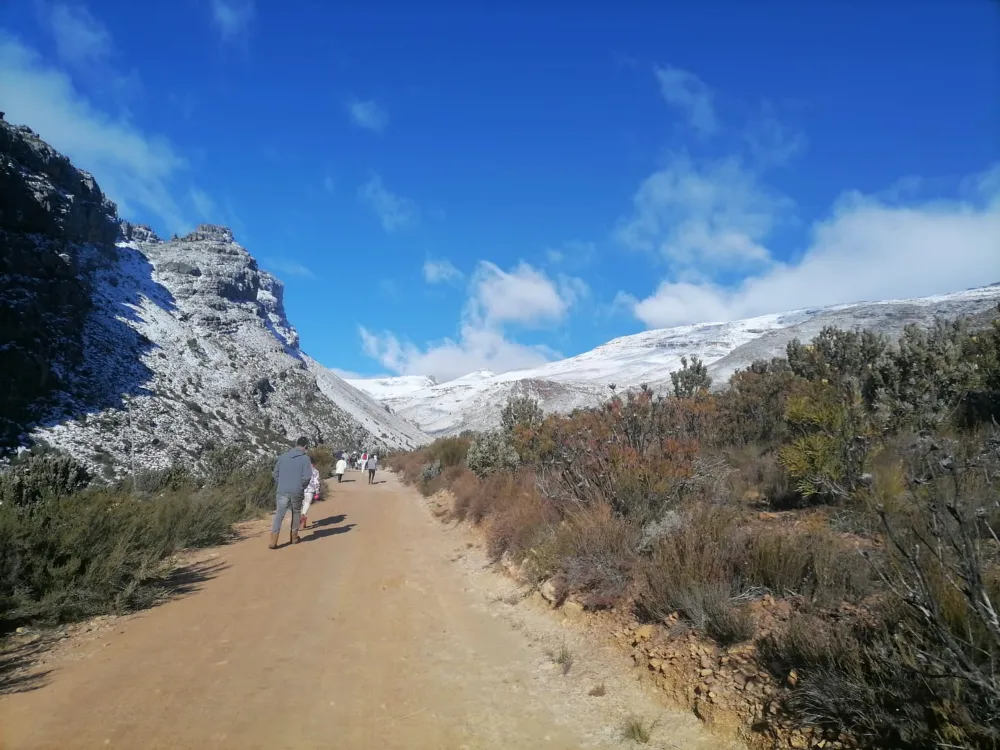 People walk up a hiking trail in Matroosberg Nature Reserve. 