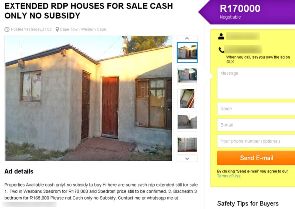 The RDP houses for sale scandal