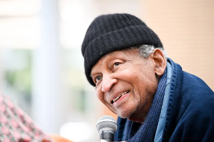South African jazz pianist and composer Abdullah Ibrahim, fielding questions during a press conference in Cape Town.