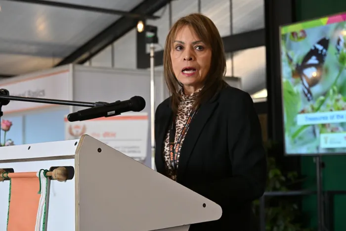 The Department of Trade, Industry and Competition’s Chief Director of Chemicals, Cosmetics, Pharmaceuticals and Plastics, Claudy Steyn, delivers the opening address during the 4th South African Essential Oils and Vegetable Oils Conference at Rosemary Hill in Pretoria.