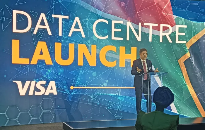 Michael Berner addressing attendees during the inauguration of Visa’s Johannesburg data centre.