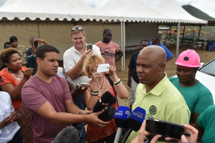 10/02/2015 AMCU President Joseph Mathunjwa briefs the media on the status of the rescue operations at Vantage Goldfields Lily Mine where three mine workers have since been trapped. Picture: Phill Magakoe