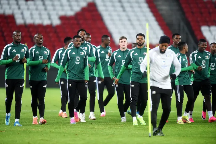 Bafana Bafana players during the team's training session at the Orlando Amstel Arena in Soweto