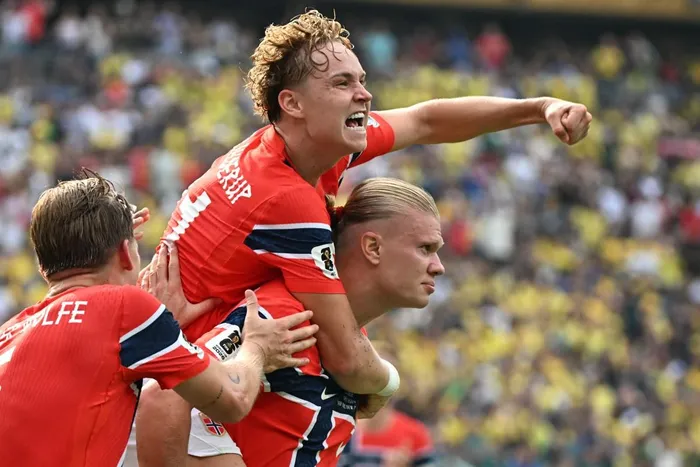 Norway celebrates Erling Haaland's goal in their 2-1 Fifa Round of 16 victory over Brazil. 
