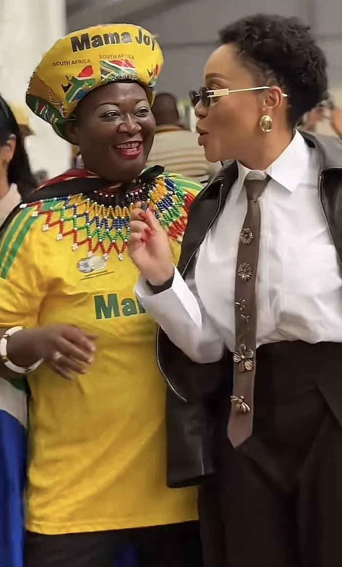 Thando Thabethe with Mama Joy Chauke in Mexico.