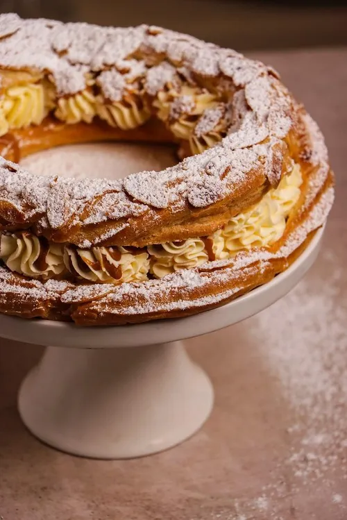 Delight in every bite with this Honey and Almond Paris–Brest
