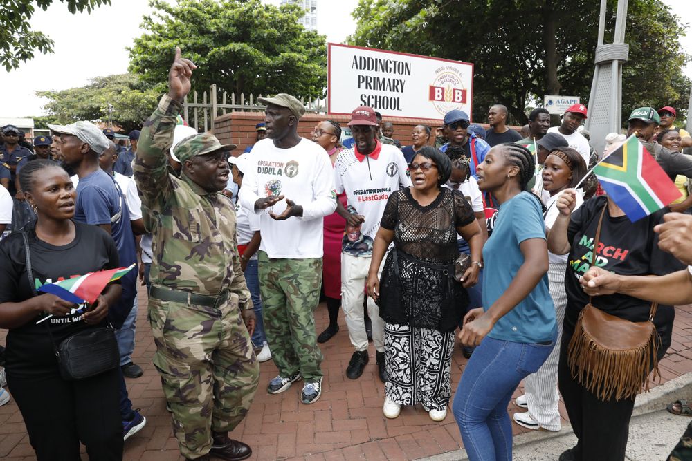 March and March return to Addington Primary, demand priority for South African pupils