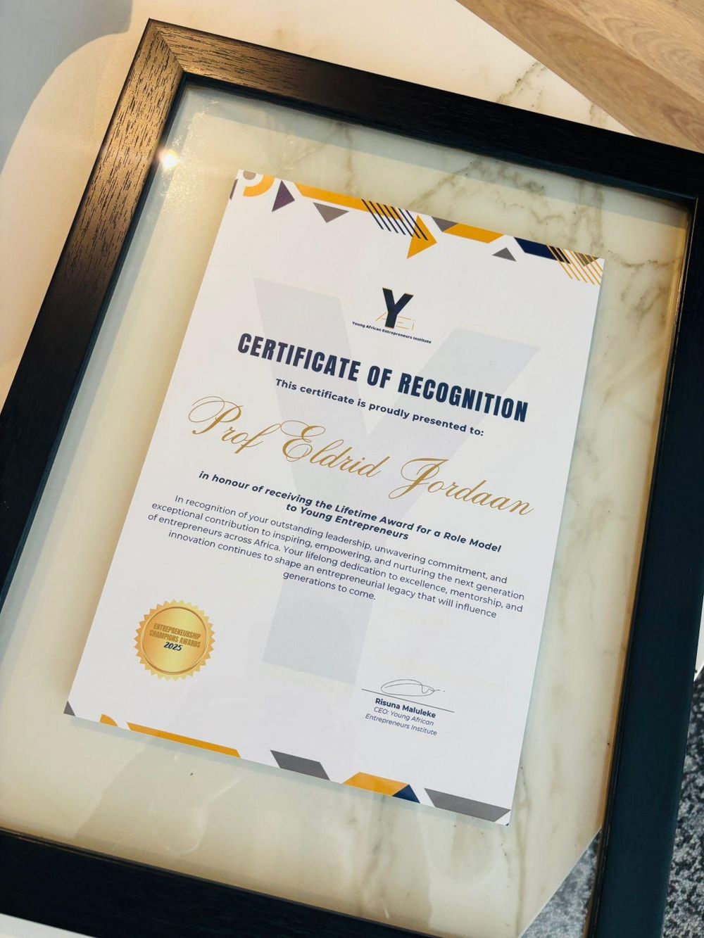 Professor Eldrid Jordaan honoured with lifetime award at UNFPA Youth Digital Health Summit