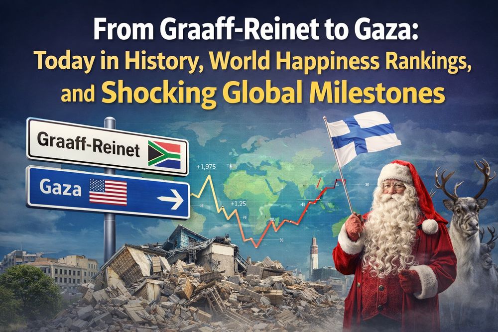 From Graaff-Reinet to Gaza: Today in History, World Happiness Rankings, and Shocking Global Milestones