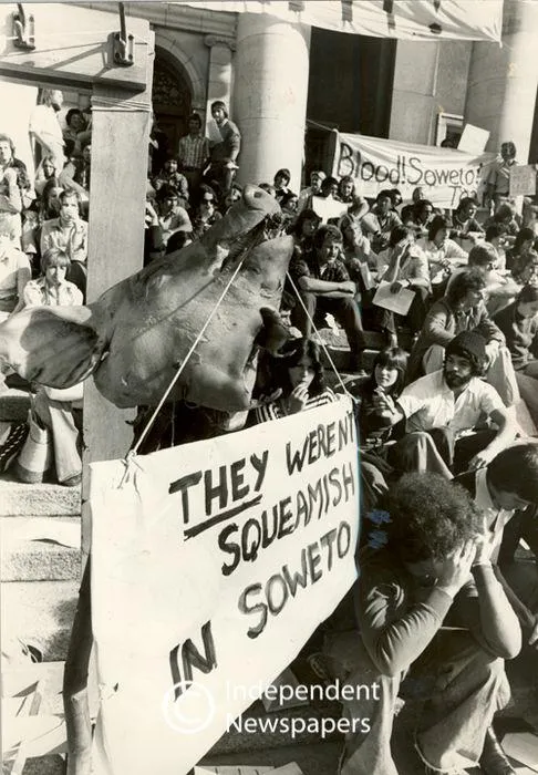 Archival pictures of protest at the University of Cape Town sparked in the wake of the June 1976 Soweto uprisings. Date of the photo is unknown.
