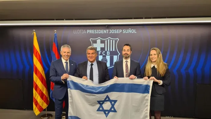 Laporta: Israeli diplomats presented FC Barcelona's president Laporta with an Israeli flag on February 16, 2023.