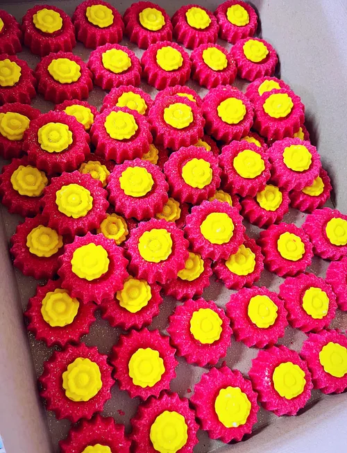 Colourful Diwali coconut ice with condensed milk