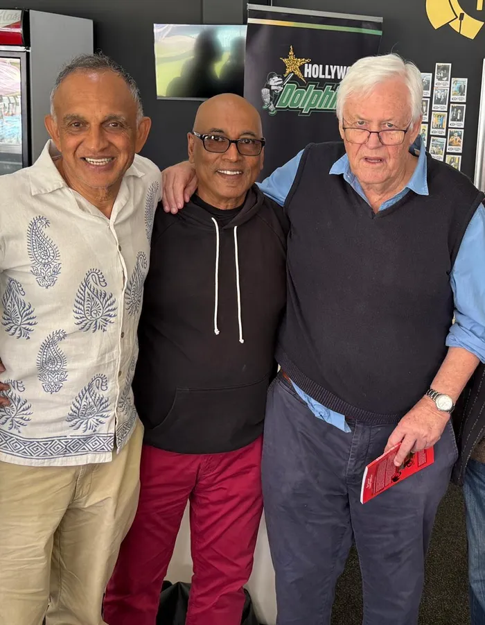 Ashwin Desai, from left, Eubulus Timothy, and Judge Chris Nicholson. 