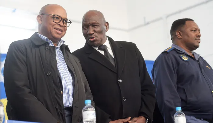 Deputy Minister of Police Cassel Mathale, Police Minister Bheki Cele, and National Commissioner Fannie Masemola have promised a crackdown against crime. File Picture: Phando Jikelo / Independent Newspapers