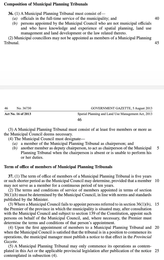 Zuidberg said that the unlawful changes to the planning by-law allowing MPT members to stay on indefinitely, without any accountability to the public and without independent members, effectively stack the cards even more against communities seeking to have influence on the spatial planning decisions in their areas and make the MPT a rubber stamp for the council’s objectives.