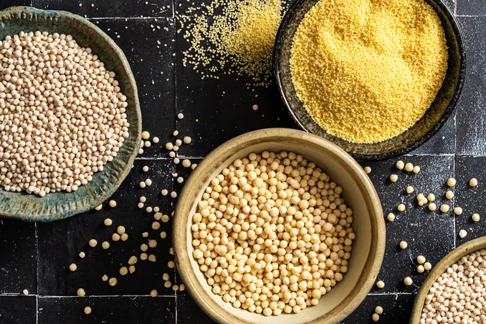 Left to right, Israeli, Lebanese Pearl, and Moroccan couscous. Picture: Scott Suchman for The Washington Post.