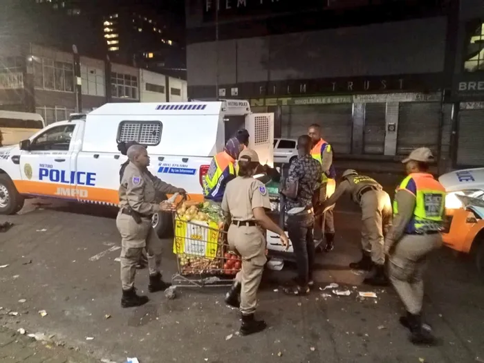 The Joburg Metro Police Department (JMPD) has urged informal traders to comply with municipal by-laws, or risk having their merchandise impounded. Photo: JMPD
