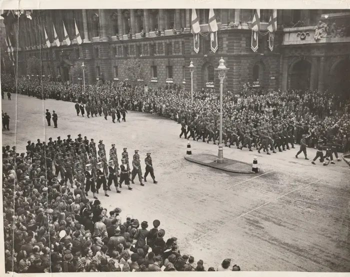  The first VE Day parade in London in 1946.