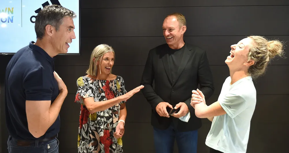 Co-founders of the Cape Town Marathon Francois Pienaar and Elana Africa with the paralympic champion Anrune Weyers at the Adidas store in waterfront, after addressing the media about Adidas, who will headline sponsor the Cape Town Marathon. The Marathon will be required to meet certain criteria for three years. If successful, it’ll join the likes of elite marathons in Tokyo, Boston, London, Berlin, Chicago and New York