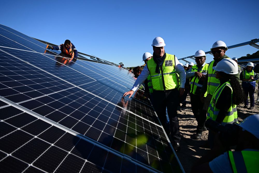 Cape Town Mayor Geordin Hill-Lewis visited the solar plant in Atlantis. Photo: Henk Kruger/Independent Newspapers