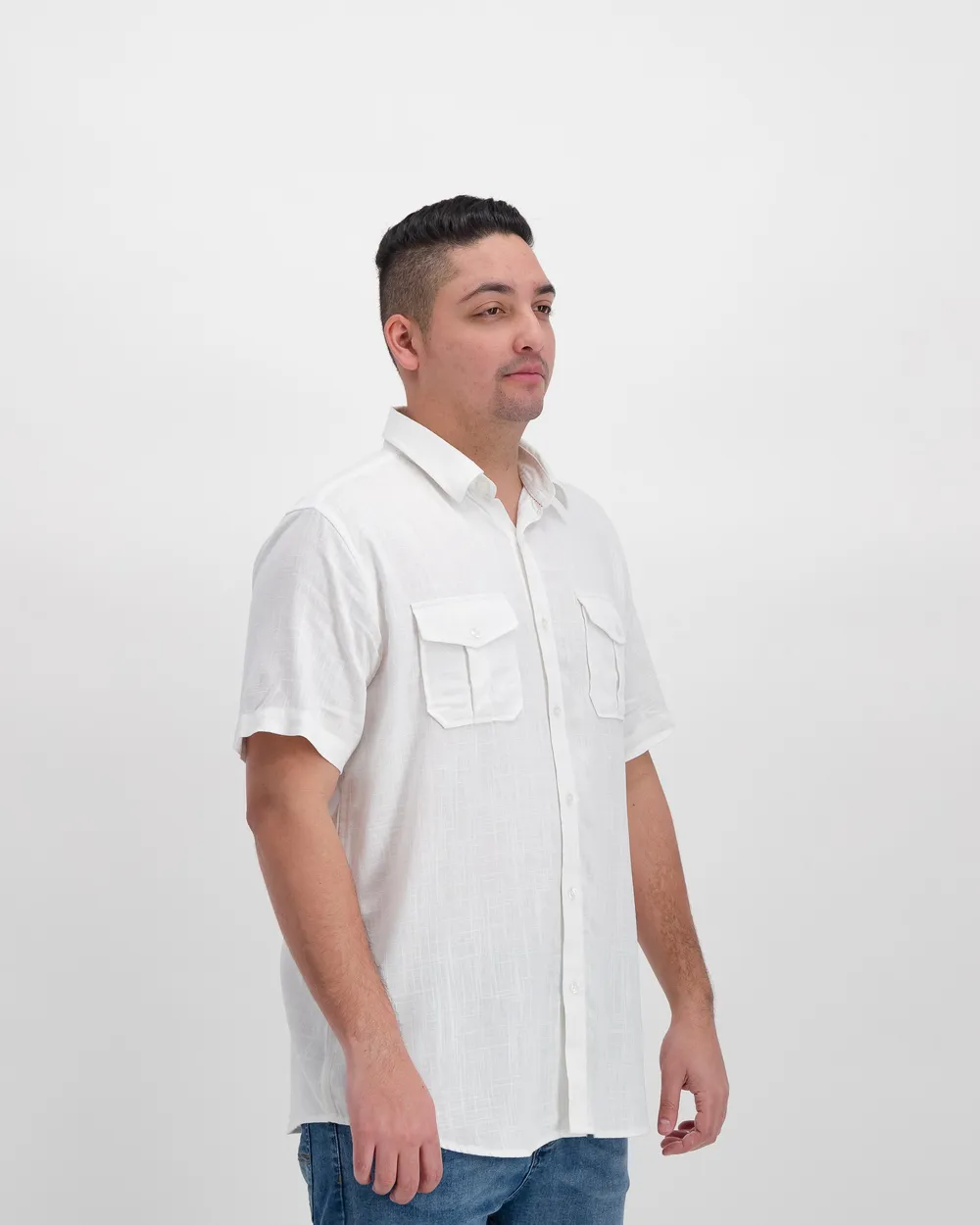 Viscose/linen blend white shirt.