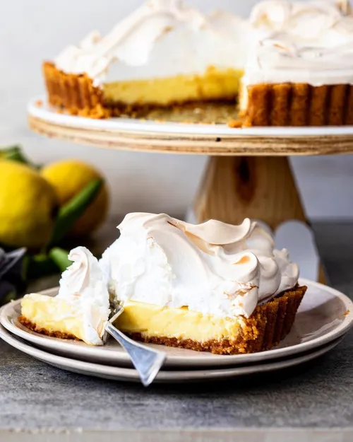South African lemon meringue pie with a creamy condensed milk filling