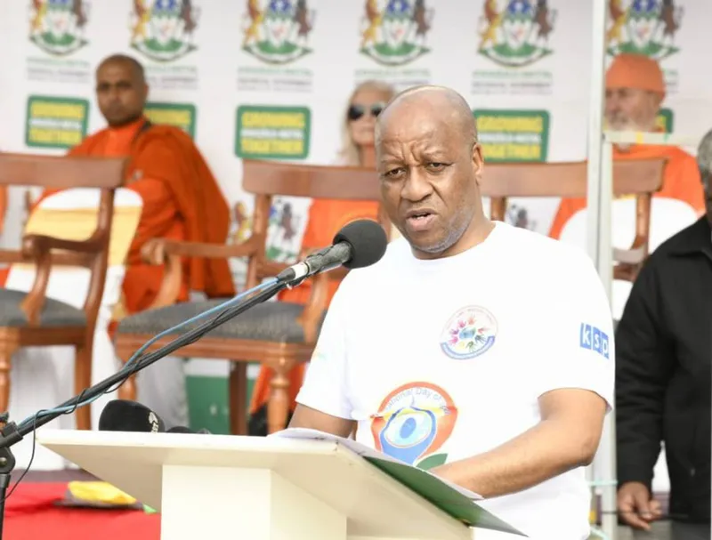 KZN Premier Ntuli puts best foot forward at yoga