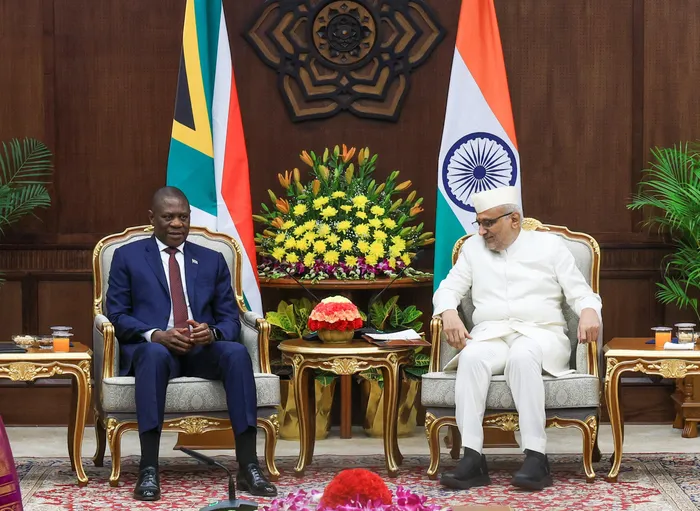 Deputy President of the Republic of South Africa, Paul Mashatile, together with the South African delegation attend a working meeting with His Excellency, the Vice President of India, Shri Chandrapuram Ponnusami (C.P.) Radhakrishnan at the Vice President's Enclave, New Dehli.