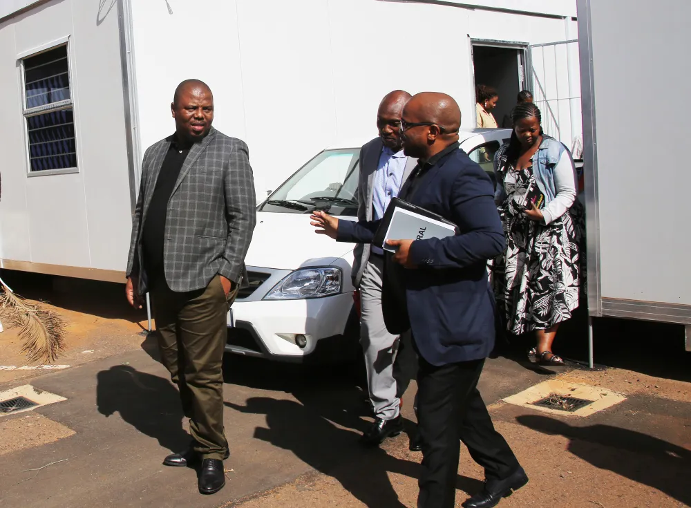 KZN Transport, Community Safety and Liaison MEC Sipho Hlomuka during a walkabout of the Goble Road Motor Licensing Offices.