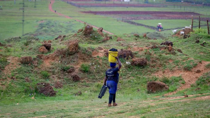 A resident near the abandoned Imbabala Coal Mine near Ermelo.