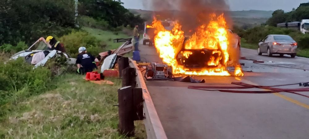 Three die after car bursts into flames following crash on N2 near Ballito