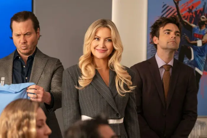 Justin Theroux, Kate Hudson and Drew Tarver in 'Running Point.'
