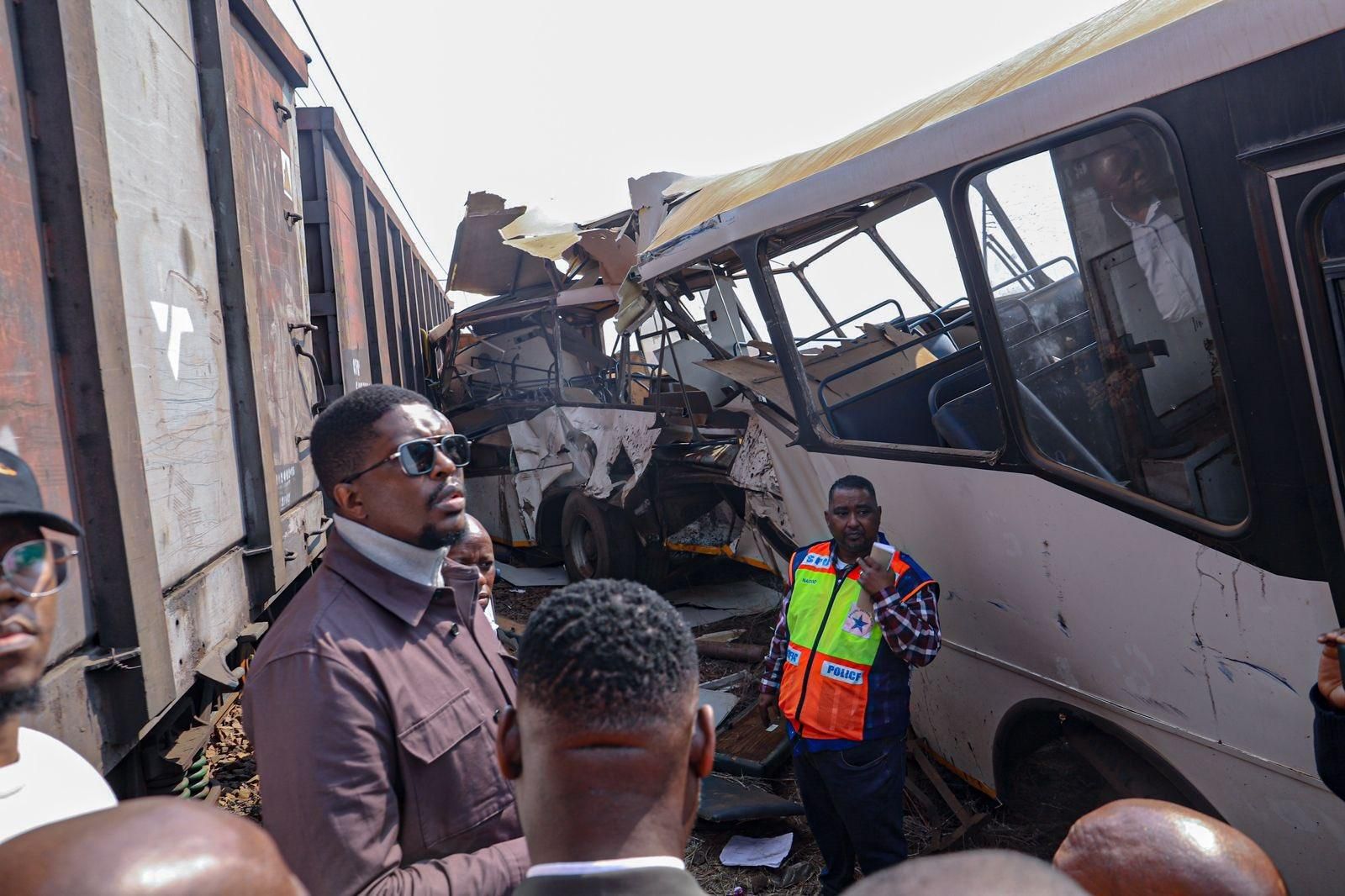 Six learners killed in horror collision between school bus and a train