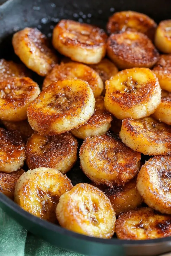 A delicious snack you can treat yourself to is pan-friend banana slices.