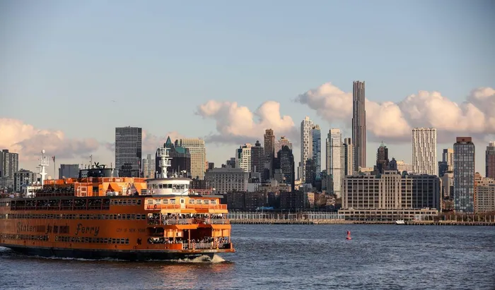 The Staten Island Ferry passes right by the Statue of Liberty, offering a clear view of the harbour and the downtown skyline.
