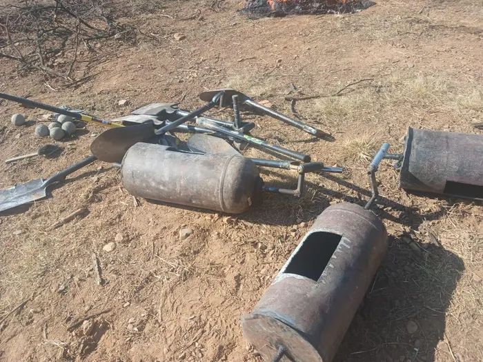 Some of the equipment seized during the raid at the mine