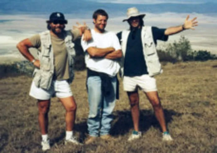 Cape Town journalists Chris Everson, left, and Anton van der Merwe, centre, were detained in a Somaliland jail for 10 days.