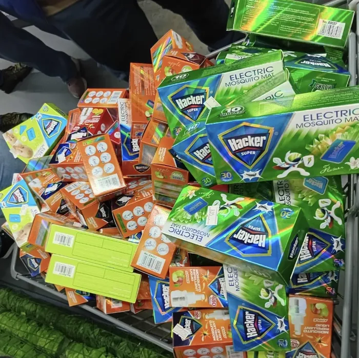 Gauteng police seized items worth an estimated R500 000, among them counterfeit consumables, cell phone accessories, illicit honey and pesticides, and illicit liquor.
