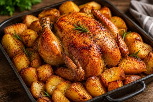 Sunday lunch sorted: How to roast a juicy chicken with perfectly crispy potatoes