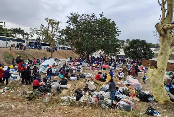 Malawian nationals await repatriation at the Sherwood Hall grounds in Durban. 