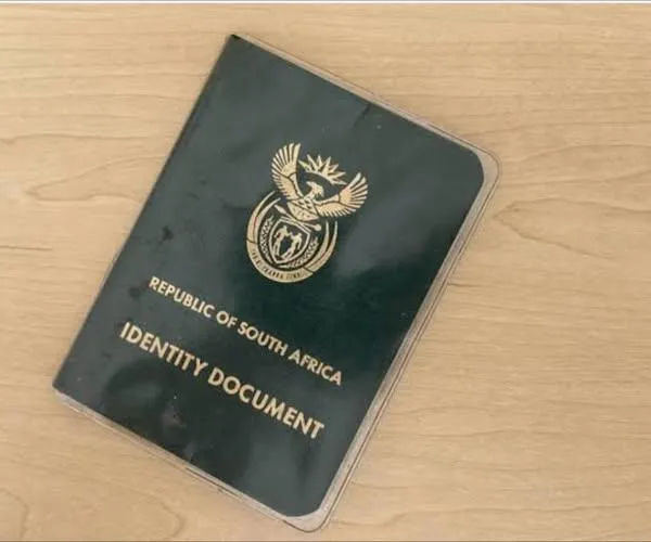 The green South African identity document book. 