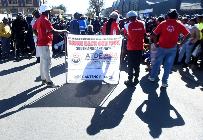  Scores of South African citizens from different parts of Ekurhuleni, marched against a company suspected of hiring foreign nationals, approaching industrial companies for job opportunities. 