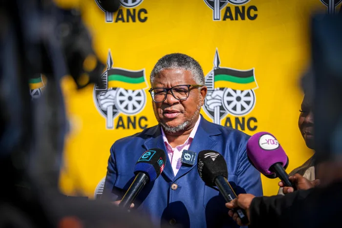 Fikile Mbalula, the Secretary General of the ANC addressed members of the media outside the TRC Cases Inquiry in Newtown, Johannesburg on Wednesday.