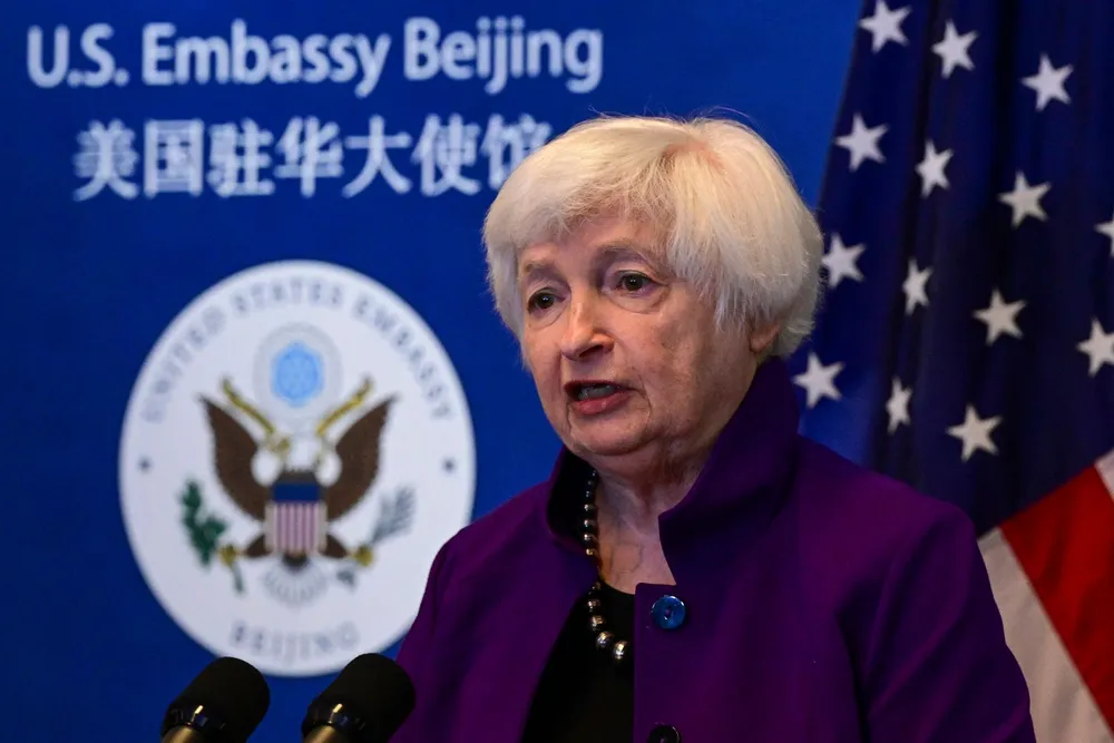 US Treasury Secretary Janet Yellen speaks during a press conference at the Beijing American Centre of the US Embassy in Beijing on July 9, 2023. Picture: Pedro Pardo / AFP