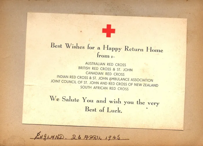 A Red Cross card during WWII