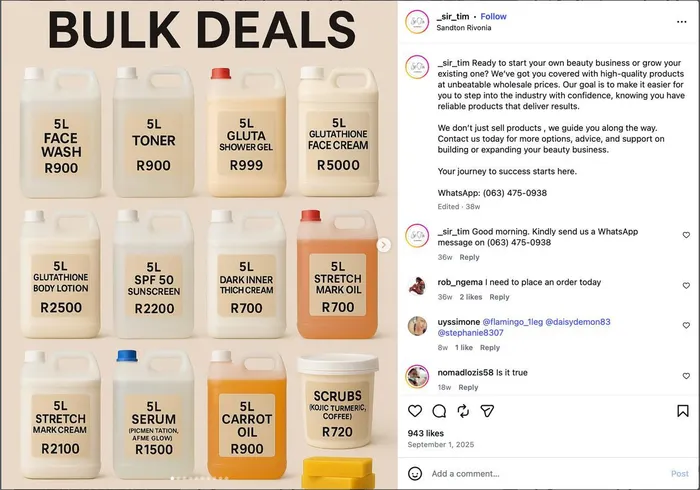 Some of the products that are being sold in bulk from the aesthetic shop