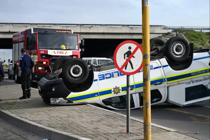 SAPS van overturns on Stellenbosch Arterial on 24 June 2026.