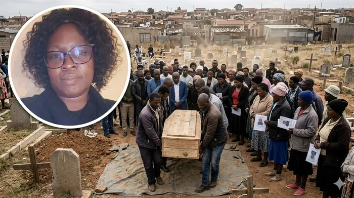 Pictured: A circular inset of Sarah Moloko, 47, of Moletjie, Limpopo. She is battling her funeral scheme to release the funds she paid.